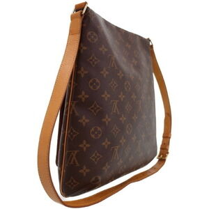 Louis Vuitton Leather Shoulder Musette Monogram Bag Brown